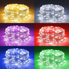 WATERGLIDE 24 Pack Fairy Lights Battery Operated (Included), 7 ft 20 LED Mini String Lights, Waterproof Silver Wire Firefly Starry Lights for DIY Wedding Christmas Party Mason Jars Decor, Multicolor
