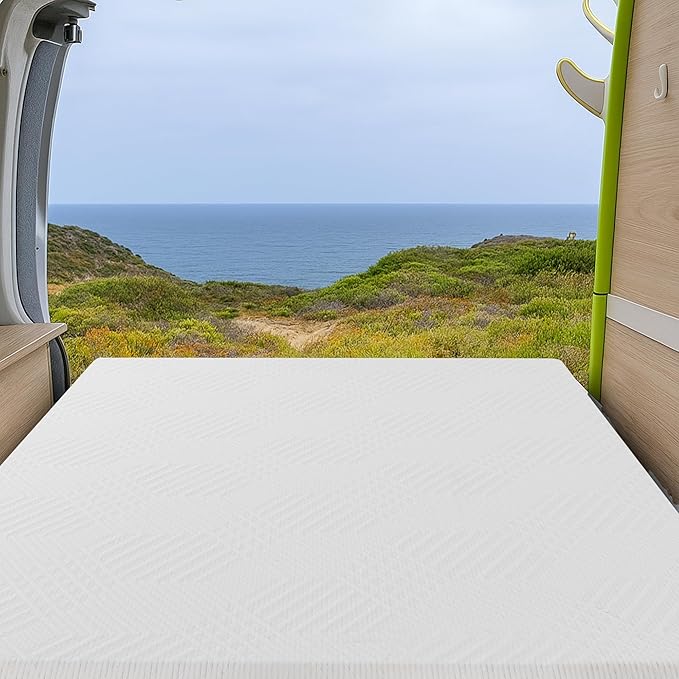 EGO White 10 Inch RV King Memory Foam RV Mattress, Cooling Gel Green Tea Mattress for RVs, Campers & Trailers, Bed in a Box, CertiPUR-US Certified, 76"×80", Medium Firm