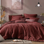 Monbix Queen Comforter Set Red, Cationic Dyeing Reversible Bedding Set 7 Pieces, All Season Bed in a Bag with Sheets, Pillowcases & Shams