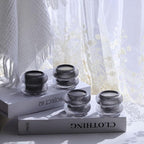 Woho Smoke Grey Votive Candle Holders Set of 6, Vintage Ribbed Tealight Candle Holder for Daily Home Decor, Classy Tea Light Candle Holder Glass for Living Room Table Decor(Grey, 2.1" H X 2.75" D)