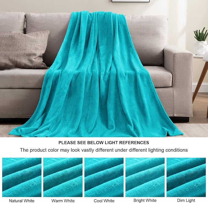 BEDELITE Fleece Blankets Queen Size Teal Throw Blankets for Bed, Luxury Plush Cozy Fuzzy Blanket 90x90 inches, Super Soft Warm Lightweight Throw Blanket All Seasons Suitable