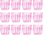 GOLDEAL 24Pcs Votive Candle Holders,Pink Thick Glass Tea Light Candle Holder Bulk,Tealight Candle Jars for Wedding Table Decor,Party Supplies,Bridal Shower,Baby Shower,Tables Centerpieces