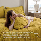 Bedsure Full Comforter Set Mustard Yellow - Bed in a Bag Full Size Bedding Set 7 Pieces, GentleSoft™ Pintuck Bed Set Gift for Family, Pinch Pleat All Season Comforter with Sheets, Pillowcases & Shams