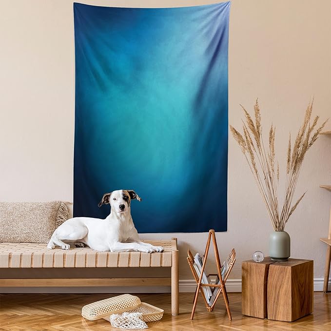 Ambesonne Navy Blue Tapestry, Abstract Vibrant Shaded Digital Color on Plain Background Bohemian Print, Wall Hanging for Bedroom Living Room Dorm, 60" X 80", Turquoise Navy