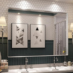 ISKM Bathroom Vanity Mirror for Wall Silver, 48 x 32 Inch Rectangular Wall Mirror with Aluminum Alloy Frame Shatter Proof, Anti-Rust (Horizontal/Vertical)