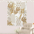 Batmerry Gold Japanese Floral Tapestry,Spring Wall Art Hanging Decoration Polyester Fiber White Ruffled Around for Dorm Room Bedroom Living Room, 59.1x39.4 inches