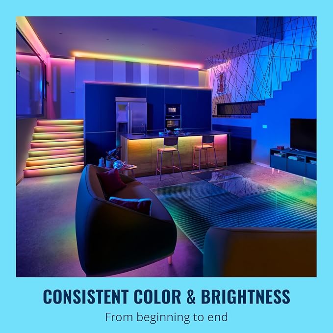 WiZ Connected 65.6 ft LED Light Strip For Your Smart Home - Flowing Multicolor LED, Color-Changing, Cuttable - Voice/App Control - 2 Rolls