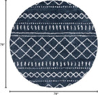 SAFAVIEH Arizona Shag Collection Area Rug - 6'7" Round, Slate Blue & Ivory, Moroccan Design, Non-Shedding & Easy Care, 1.6-inch Thick Ideal for High Traffic Areas in Living Room, Bedroom (ASG741L)