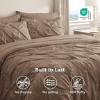 Bedsure Full Comforter Set Brown - Bed in a Bag Full Size Bedding Set 7 Pieces, GentleSoft™ Pintuck Bed Set Gift for Family, Pinch Pleat All Season Comforter with Sheets, Pillowcases & Shams