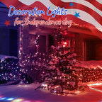 4th of July Decoration Patriotic Mini Lights - 200 Count 50 Feet Red White Blue Incandescent Bulb Waterproof String Lights Plug in for Indoor Outdoor Christmas Party Patio Independence Day Decoration