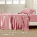 Bedsure Cooling Sheets Twin, Rayon Derived from Bamboo, Breathable & Soft Twin Sheets Set, Deep Pocket Up to 16 Inches, Hotel Luxury Silky Bedding for Hot Sleepers, Blush Pink