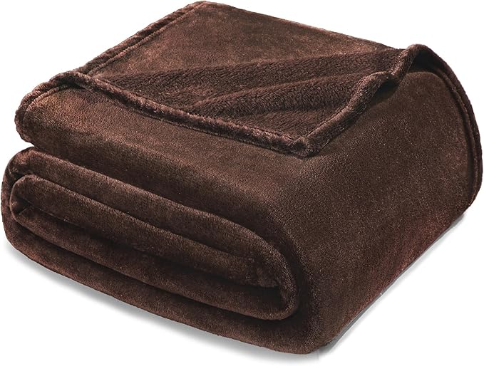Exclusivo Mezcla Fleece Blanket Twin Size for Bed, Super Soft and Warm, All Season Use, Cozy, Plush, Lightweight, 90x66 Inches, Coffee