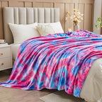 NEWCOSPLAY Super Soft Twin Blanket Deep Purple Rainbow Premium Silky Flannel Fleece Leaves Pattern Lightweight Bed Blanket All Season Use (Deep Purple Rainbow, Twin(60"x80"))