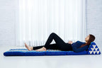 Leewadee Comfortable Japanese Floor Mattress - Thai Floor Bed with Triangle Cushion - Futon Mattress - XL Extra Long Thai Massage Mat, 89 x 20 inches, Blue, Kapok Filling