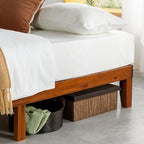 Mellow Naturalista Classic 12 Inch Solid Wood Platform Bed with Wooden Slats, Cal King, Cherry
