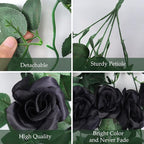 RECUTMS Artificial Rose Vine Hanging Plants 4Pieces 3.3Ft Flowers for Home Room Garden Wedding Indoor Outdoor Decoration (Black)
