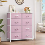 YITAHOME 8 Drawers Fabric Dresser - Storage Tower Unit Organizer Unit for Living Room & Closets - Sturdy Steel Frame & Easy Pull Fabric Bins (Cool Light Grey)