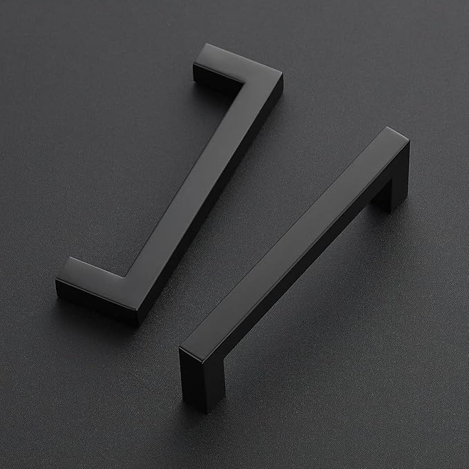Ravinte 14 Pack 4-1/2 Inch Kitchen Square Cabinet Handles Matte Black Pulls Black Drawer Pulls Kitchen Cabinet Hardware Handles