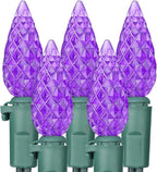 Brizled Purple Halloween Lights, 33ft 100 LED Faceted C5 Halloween String Lights, 120V UL Certified Purple Light Set Connectable Mini Light for Indoor & Outdoor Tree Xmas Party Decorations