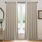 RYB HOME Natural Beige Linen Sheer Curtains 120 inches Long for Living Room and Dining Room, Back Tab/Rod Pocket, Light Filtering Sheer Curtains and Drapes, W 52 x L 120 inches, 2 Panels Set