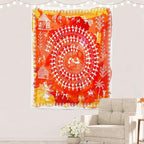 Batmerry Tribal Art Abstract Tapestry, Traditional Ancient Tribal Indian Rural Wall Art Hanging Decoration Polyester Fiber White Ruffled Around for Dorm Room Bedroom Living Room, 59.1x51.2 inches