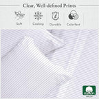 California Design Den Printed King Size Sheets Set - Luxury 400 Thread Count Sateen, Natural 100% Cotton Sheets Set, Deep Pockets, Cooling and Durable Bedding - Pinstriped