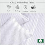 California Design Den Printed Twin XL Sheet Sets - 400 Thread Count Sateen, Natural 100% Cotton Sheets Set, Deep Pockets, Cooling and Durable Bedding Set - Pinstriped