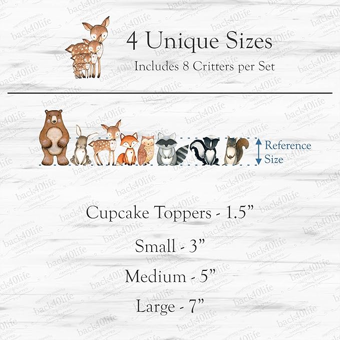 Back40Life Forest Critters Painted Wooden Animal Cutout Shapes (Large (Bundle of 8))