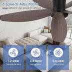 Ceiling Fans with Lights-42 Low Profile Ceiling Fan with Light and Remote/APP Control,Flush Mount,DC Reversible,LED Dimmable Modern Ceiling Fans for Bedroom,Indoor/Outdoor Patio Use(Brown)