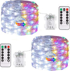 JMEXSUSS 2 Pack Color Changing Fairy Lights Battery Operated, Total 200 LED 66ft Color Changing Christmas Lights with Remote, 8 Modes Twinkle String Lights for Bedroom Decor, Cool White & Multicolor