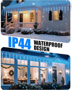 Minetom Icicle Lights Outdoor with Clips, 20ft 100 LED 20 Tubes Twinkling Icicle Strings Connectable Waterproof Hanging Christmas Lights Plug in for Eave Outdoor, Blue and White