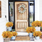 Uieke 24 Bundles Sunflowers Artificial Flowers Daisy Mums 24 Stems Fake Fall Flowers Outdoor UV Resistant No Fade Shrubs for Indoor Outside Home Wedding Office DIY Garden Fall Décor (Yellow)
