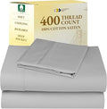 California Design Den Natural 100% Cotton Sheets, Twin XL Sheets Set, 400 Thread Count Sateen Bedding for Dorm Rooms & Adults, Deep Pockets, Cool & Durable - Light Grey