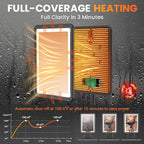 LED Fogless Shower Mirror for Shaving - Heated Fog Free, 3 Dimmable Lights, 360° Adjustable, Rechargeable - with Storage Tray, Razor & Shaving Brush Holders, Gifts for Men