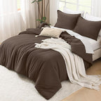 Litanika Comforters Chocolate Super King Plus Size, 3 Pieces Lightweight Solid Bedding Set & Collections, All Season Fluffy Bed Set (128x120In Comforter & 2 Pillowcases)
