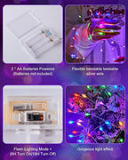 Fairy Lights Battery Operated, Twinkle String Lights Silver Wire 5 FT 60 LED Firecracker Starry Lights for DIY Wreath Home Wedding Bedroom Mason Jar Holiday Easter Decoration, Pink + Multicolor