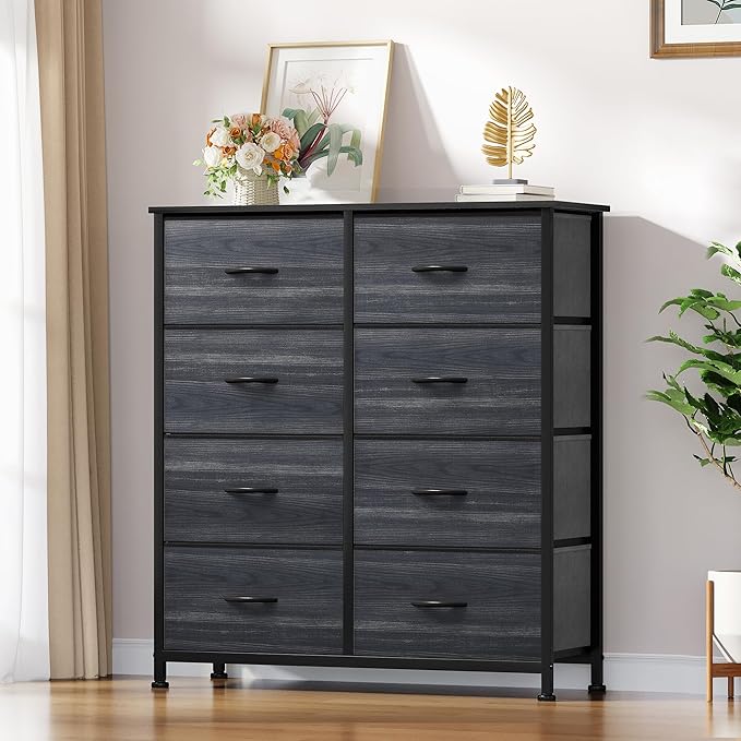 YITAHOME Dresser with 8 Drawers - Fabric Storage Tower, Organizer Unit for Bedroom, Hallway, Closets - Sturdy Steel Frame, Wooden Top & Easy Pull Fabric Bins