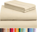 LuxClub 4 PC Full Size Sheet Set Deep Pockets Wrinkle Free Cooling Sheets Machine Washable Hotel Bedding Silky Soft - Cream Full