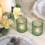 12Pcs Large Votive Candle Holders 2.8 * 3.2in Green Tea Light Candle Holders Glass Candle Holder for Bridal Shower, Wedding, Table Centerpiece, Party, Home Decor