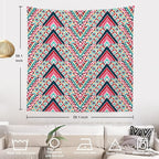 Batmerry Modern Stripe Geometric Tapestry,Boho Tribal ethnic Seamless striped Wall Art Hanging Decoration Polyester Fiber White Ruffled Around for Dorm Room Bedroom Living Room, 59.1x59.1 inches