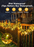 Outdoor Fairy Lights Battery Operated, 4 Pack Twinkle String Light with Remote, 5 Feet 60 LED Firecracker Starry Light for DIY Wreath Home Wedding Party Bedroom Mason Jar Holiday Christmas, Warm White