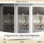 Keonjinn Bathroom Mirror with Lights 60 x 36 Inch, LED Mirror with Backlit, Anti Fog Lighted Mirror with Stepless Dimmable, UL Listed LED Driver, Waterproof, CRI90+, HD Tempered Glass
