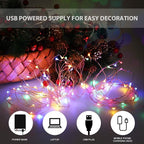 USB Powered String Light, 1 Pack USB Plug in Copper Wire Fairy Lights for Indoor, Bedroom Festival Christmas Wedding Party Patio Decorative Window with USB Interface (33ft./10M,Multi Color)