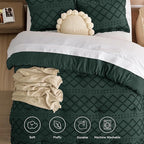 Bedsure Full Comforter Set - Forest Green Comforter, Boho Tufted Shabby Chic Bedding for Kids, 3 Pieces Vintage Farmhouse Bed Set for All Seasons, Fluffy Soft Bedding with 2 Pillow Shams