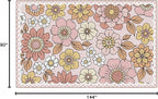 Flagship Carpets Schoolgirl Style Retro Floral Educational Area Rug for Kids Room Seating Décor, Children's Classroom, Play Carpet for Teaching and Playroom, 7'6 "x 12' Pink