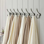 Dseap Coat Rack Wall Mount - 29.5” Long 8-Tri-Hooks Heavy Duty Coat Hanger Rail Wall Hooks for Hanging Coats Hats Clothing Clothes Purse Mudroom Entryway, Gray