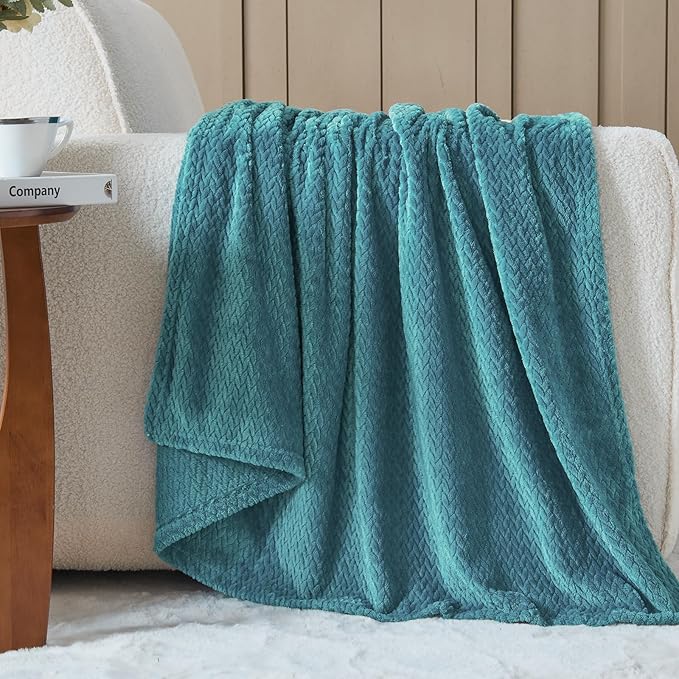 NEWCOSPLAY Super Soft Throw Blanket Dark Blue Premium Silky Flannel Fleece Leaves Pattern Lightweight Bed Blanket All Season Use (Dark Blue, Throw(50"x60"))