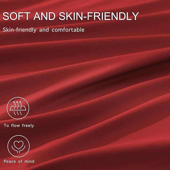 Monbix Full Comforter Set - 7 Pieces Bright Red Bed in a Bag Full Size Bedding Sets with Comforters, All Seasons Down Alternative Comforter with Sheets, Pillowcases & Shams