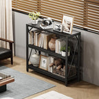 Homeiju Console Table 31.5" Width, 3-Tier Entryway Table with Storage, Industrial Sofa Table with Open Shelves, Foyer Tables for Entryway, Hallway, Kitchen, Living Room and Bedroom, Black