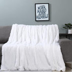 Tuddrom Decorative Extra Soft Faux Fur Blanket Queen Size 80"x90",Solid Reversible Fuzzy Fluffy Plush Fur Blanket for Couch Sofa Bed,Pure White